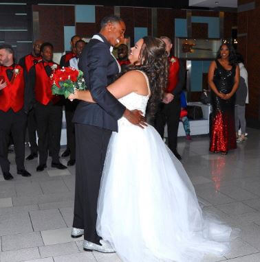 Perry Baker with his wife Brittany Baker on their wedding day.
